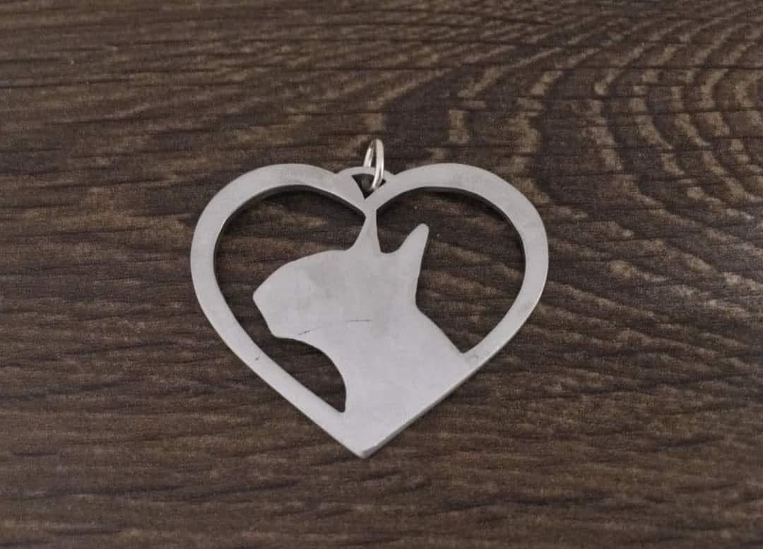 Bull terrier heart charm sterling silver
