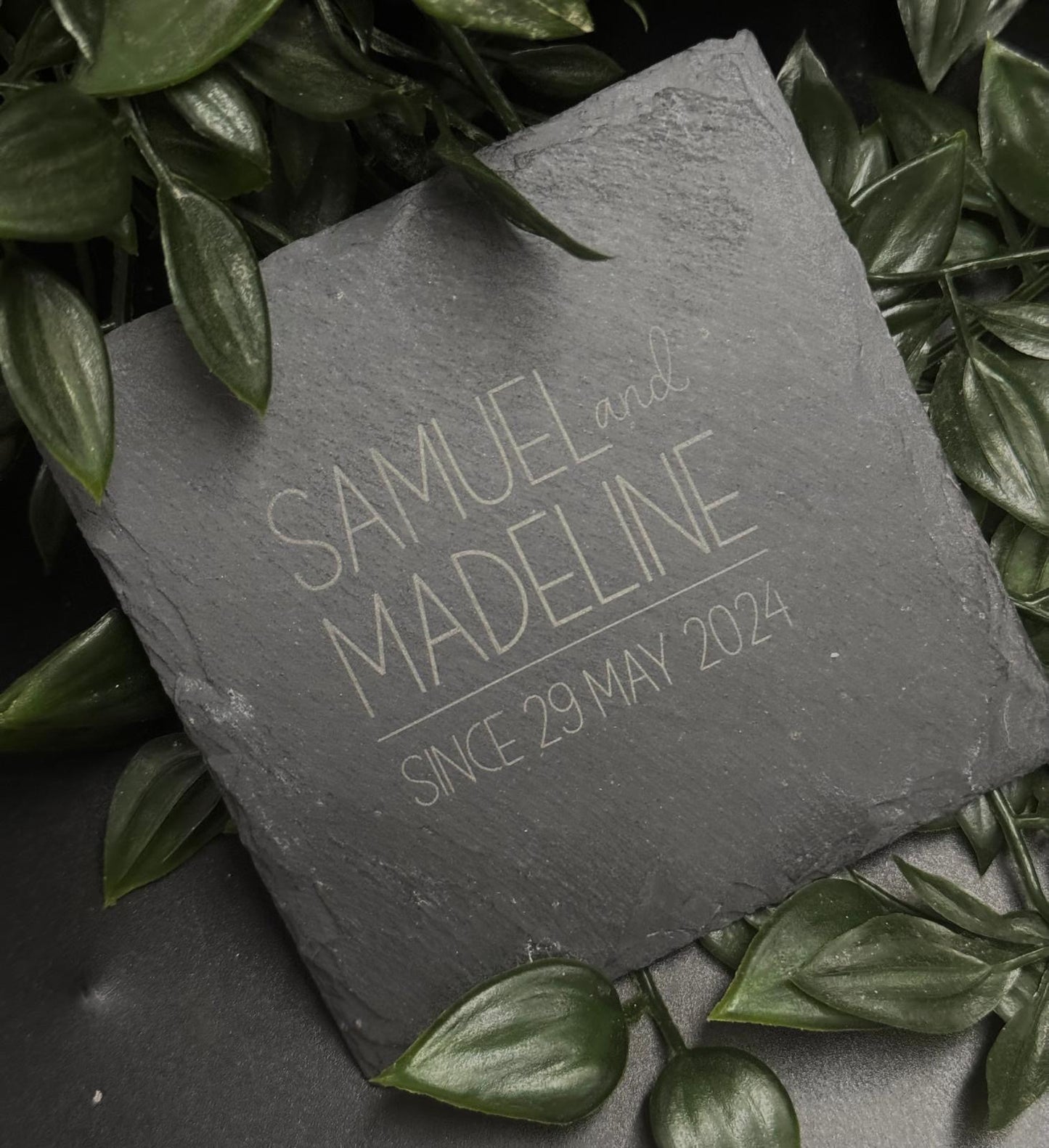 custom wedding slate coaster