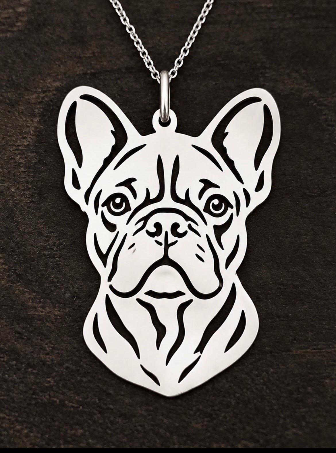 Frenchie pierced pendant sterling silver