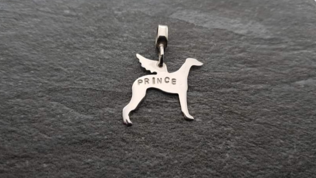 Greyhound with wings charm