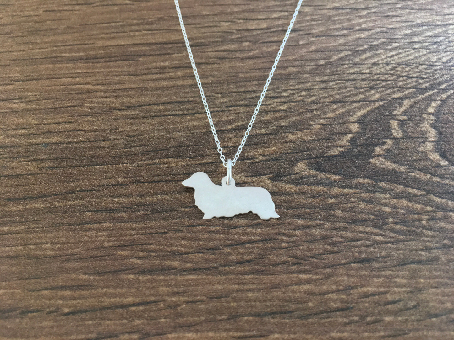 Dachshund longhaired pendant sterling silver
