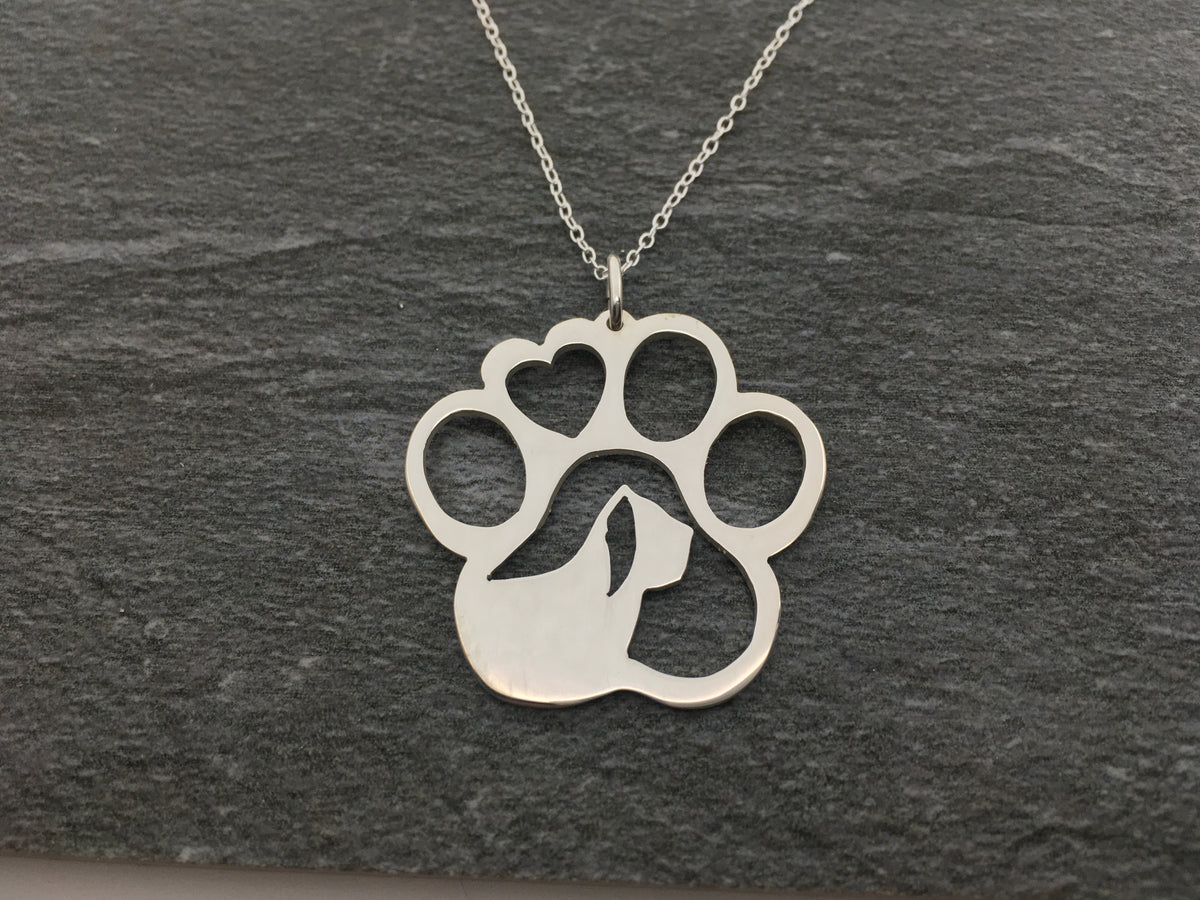 Skye terrier paw pendant sterling silver