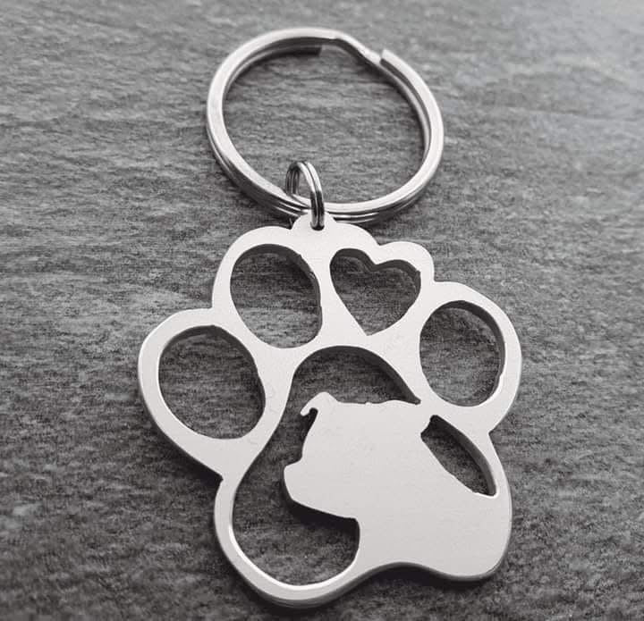 Staffy Paw keyring