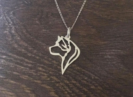 Akita pierced head pendant sterling silver