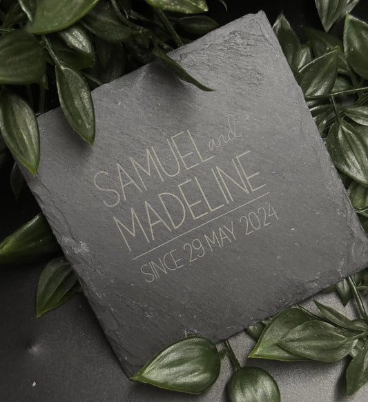custom wedding slate coaster
