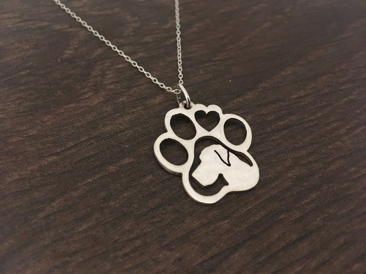 Great Dane paw pendant sterling silver