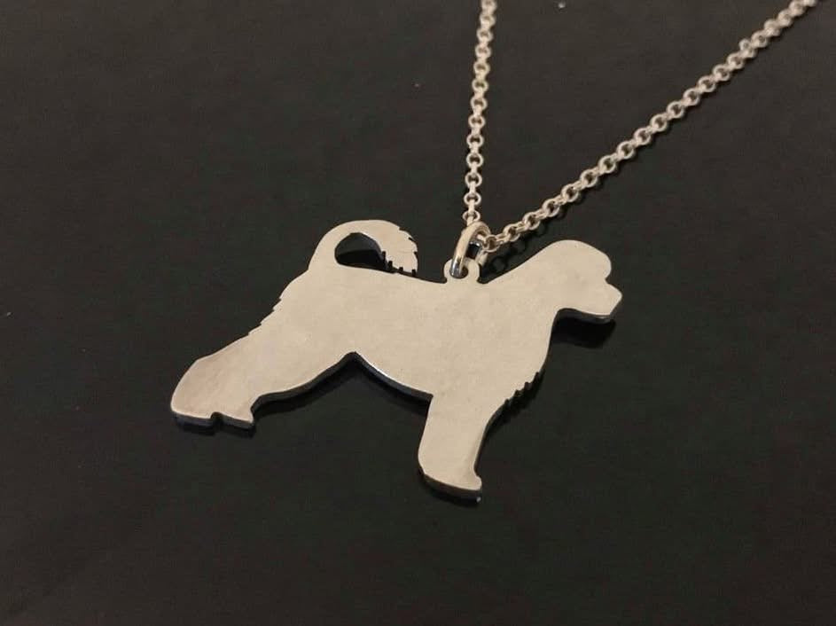 Portuguese water dog pendant sterling silver