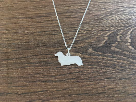Dachshund longhaired pendant sterling silver
