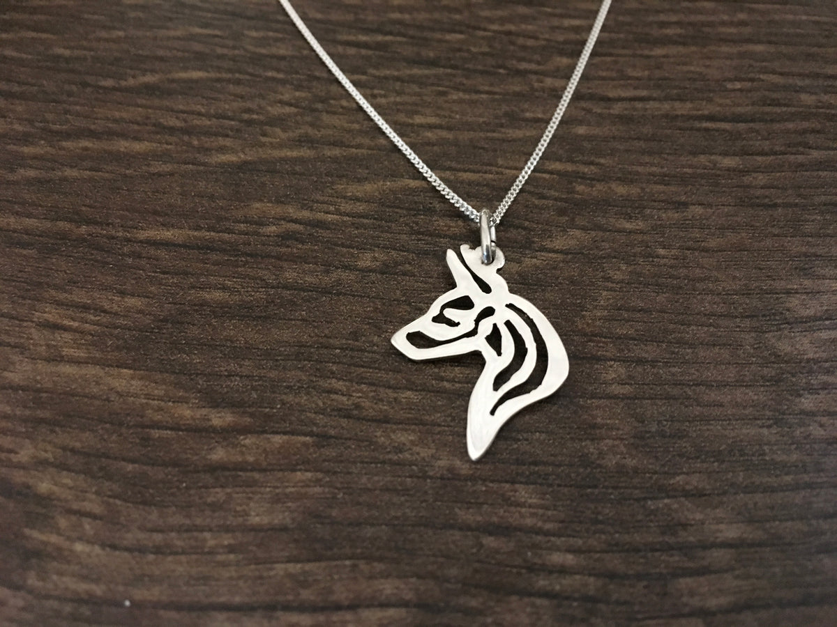 Doberman pierced pendant sterling silver