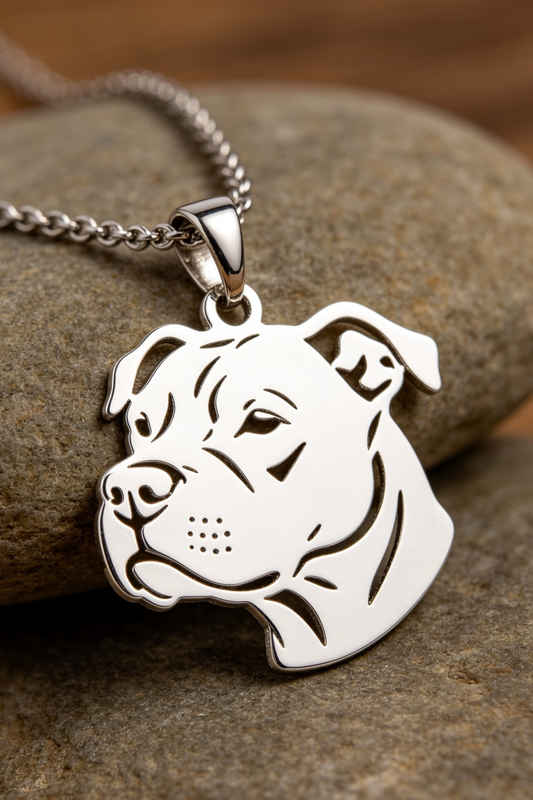 Staffy sterling silver pendant